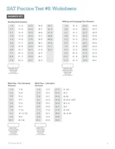 SAT Practice Test #8: Worksheets