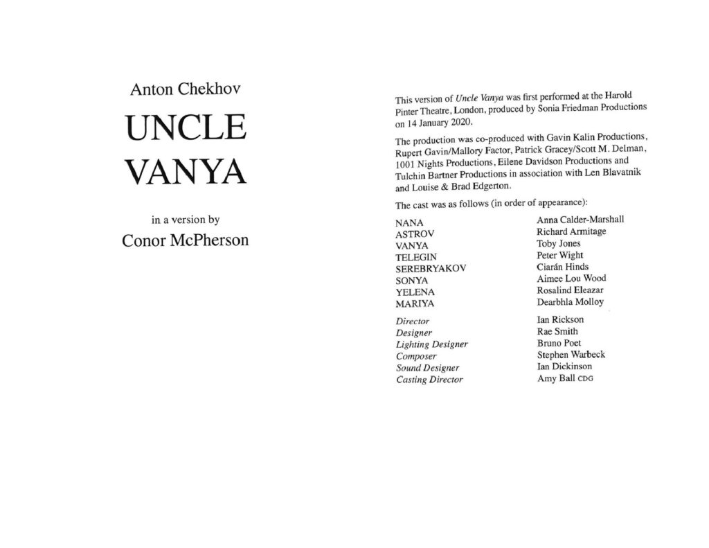 Uncle Vanya Play by Anton Chekhov