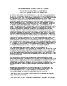 California General Durable Power Of Attorney