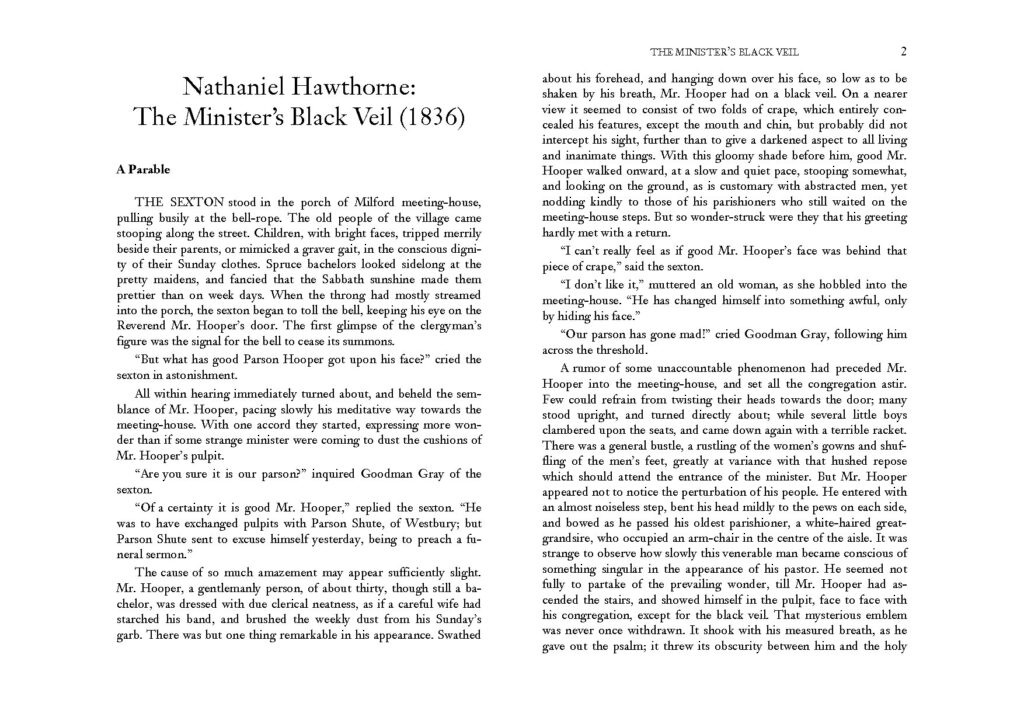 The Minister's Black Veil by Nathaniel Hawthorne