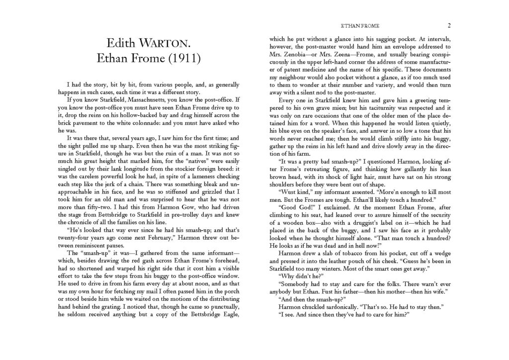 Ethan Frome Novel by Edith Wharton
