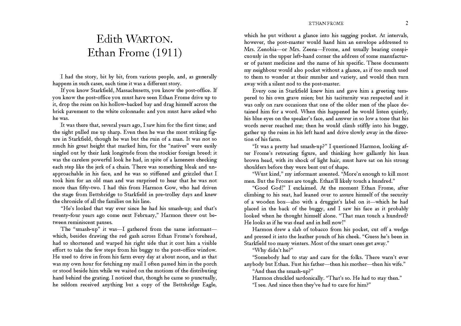 Ethan Frome Novel by Edith Wharton