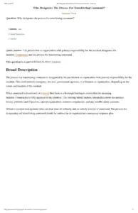 Who Designates The Process For Transferring Command