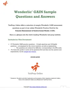 Free Wonderlic Sample Test Questions and Answers