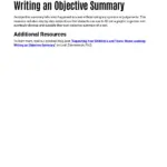 Writing An Objective Summary