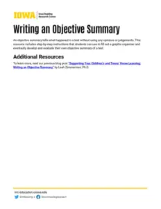 Writing An Objective Summary