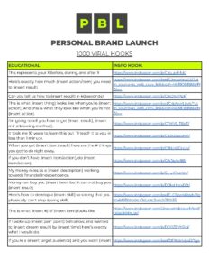 1,000 Viral Hooks for Personal Branding Launch