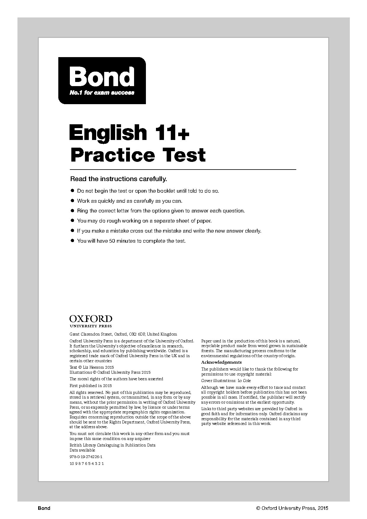 11 Plus Bond English Practice Test Questions