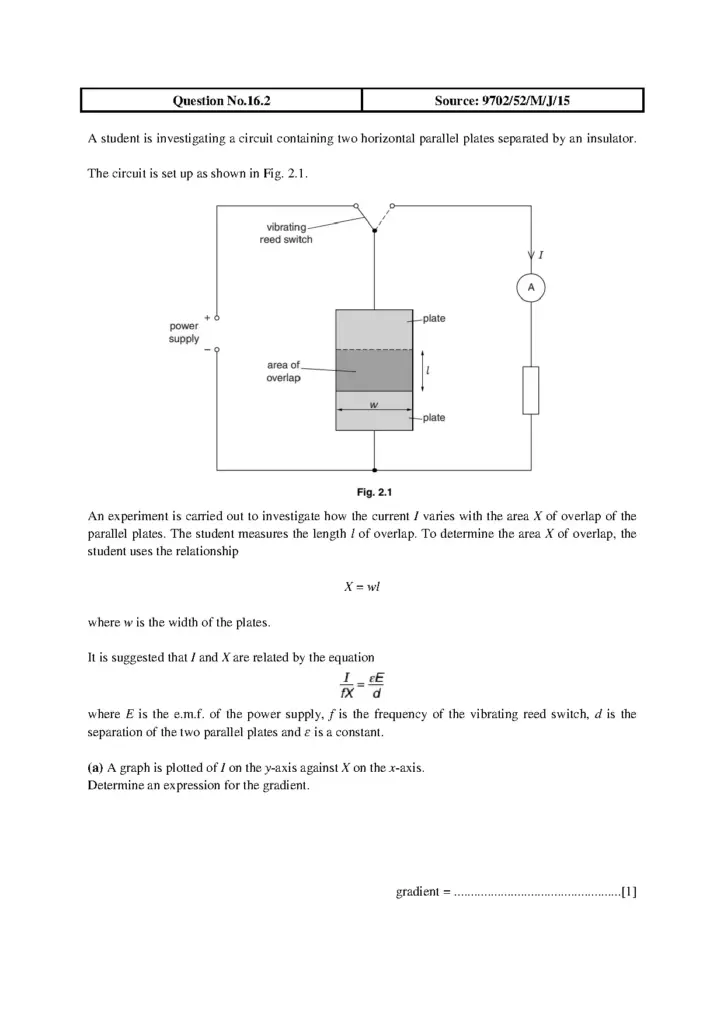 A2 Physics Parallel Plate Experiment Questions
