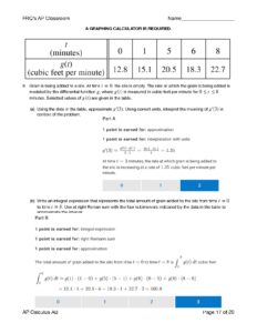 AP Calculus AB FRQ 9 and 10 Green Targets Rubric