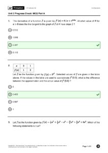 AP Calculus AB Unit 2 Progress Check MCQ Answers