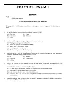 AP Human Geography Exam 1 Practice Questions and Answers