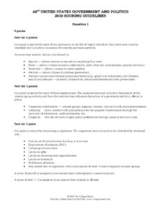 AP United States Government and Politics 2010 Exam Question 1