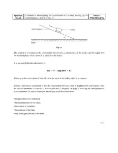 Acceleration of a Trolley on an Inclined Plane Experiment
