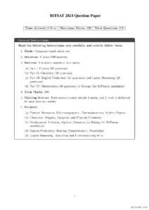 BITSAT 2024 Question Paper