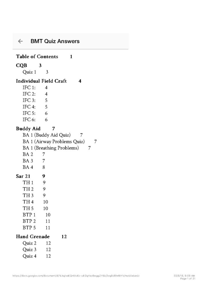 BMT Quiz Answers and Study Guide for Military Training