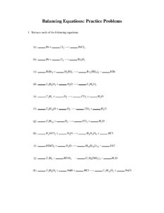 Balancing Chemical Equations Practice Problems and Solutions