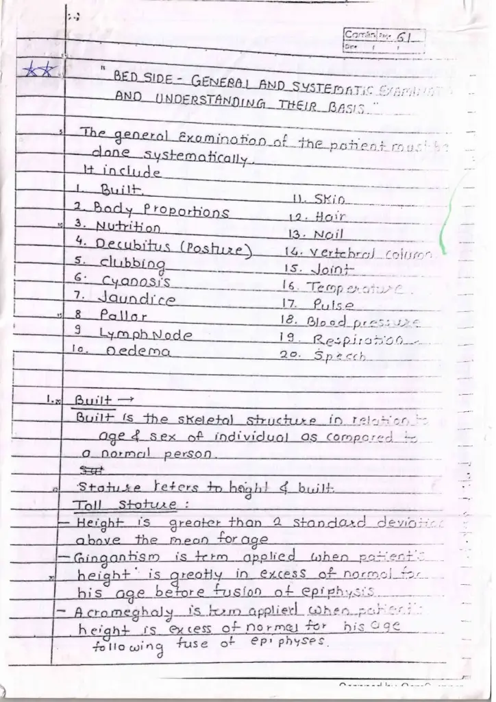 Bedside Repertory for Medical Examination