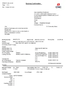 Booking Confirmation CPC0271073