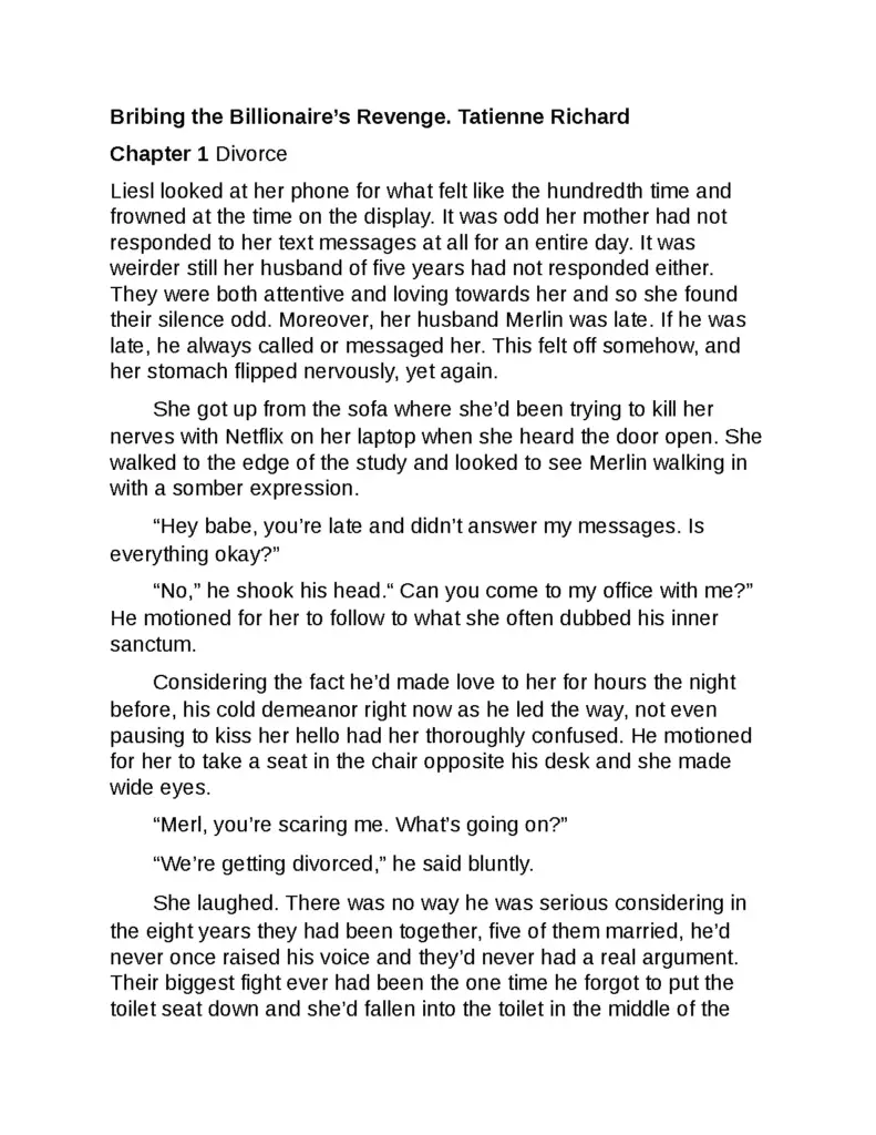 Bribing the Billionaire’s Revenge by Tatienne Richard