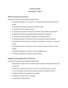 CH142 Spring 2026 Exam 3 Learning Goals for Chemistry