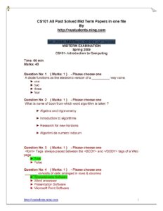 CS101 Past Solved Midterm Papers Collection