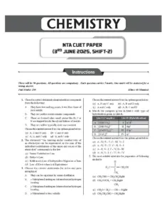 CUET Chemistry June 2025 Exam Paper
