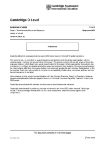 Cambridge O Level Business Studies 7115/12 Mark Scheme
