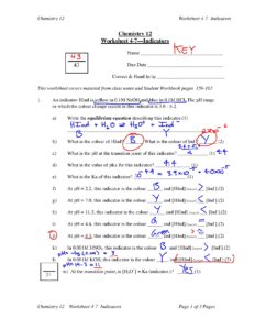 Chemistry 12 Worksheet 4-7 Indicators Answer Key