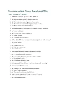 Chemistry Multiple Choice Questions MCQs