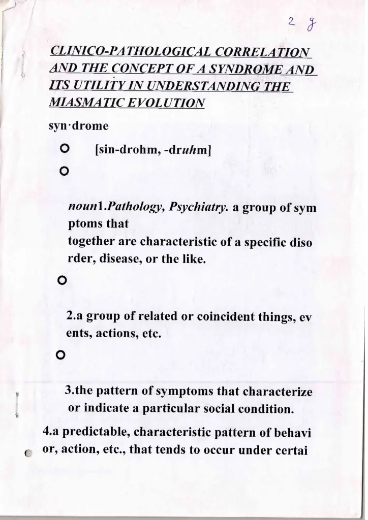 Clinico-Pathological Correlation and Syndrome Concepts
