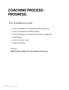 Coaching Process Progress Report