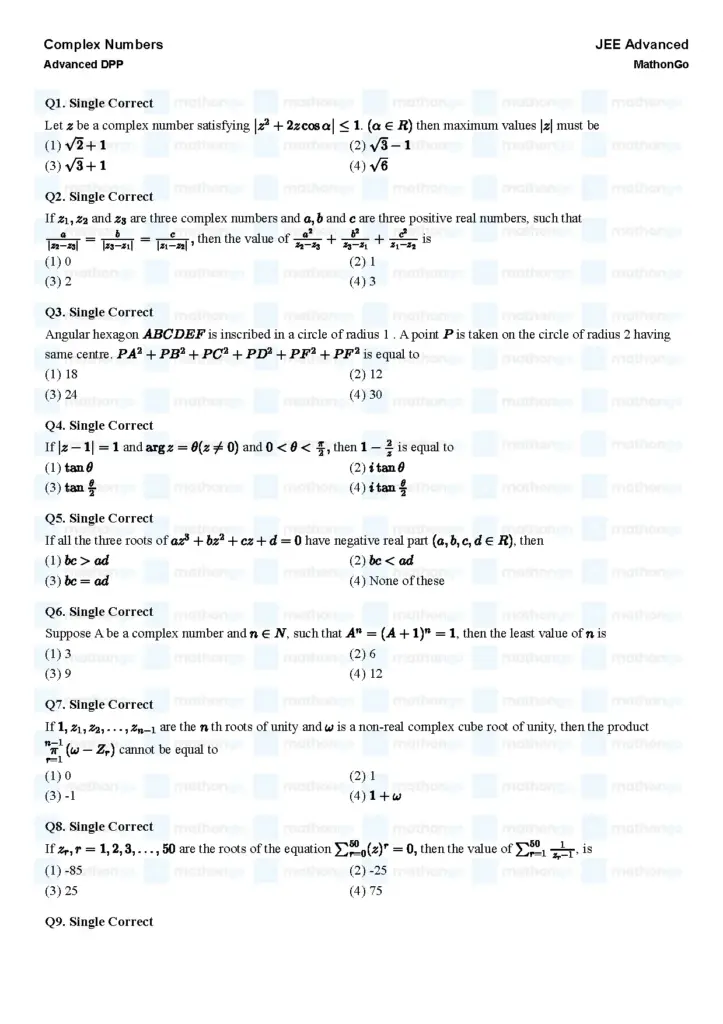 Complex Numbers Advanced Study Guide