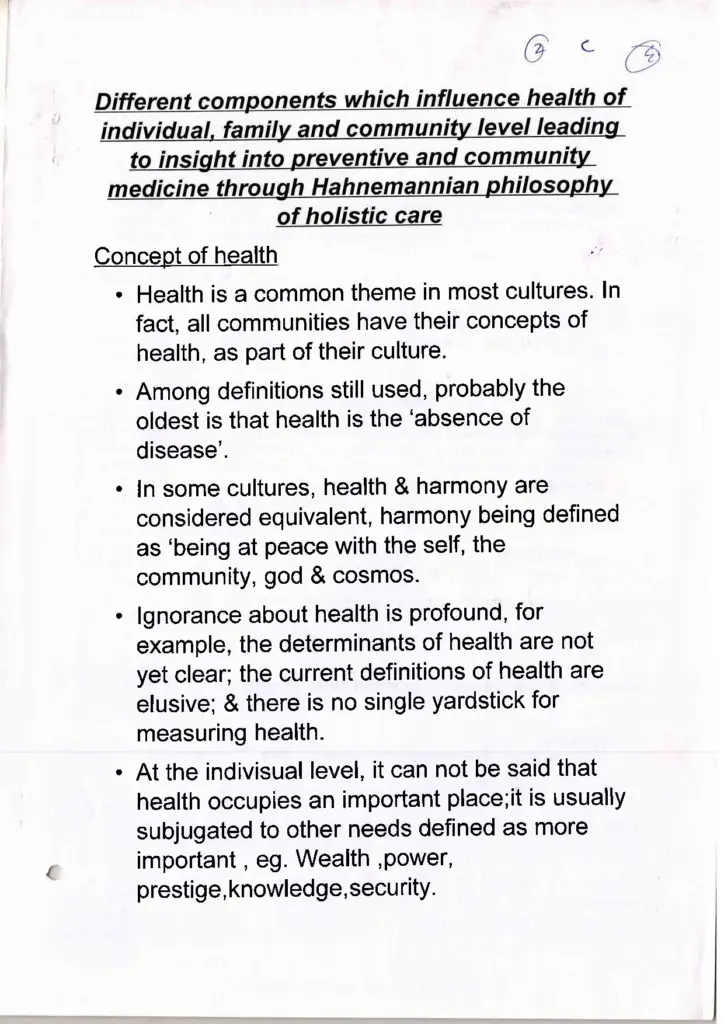 Components Influencing Health and Wellbeing