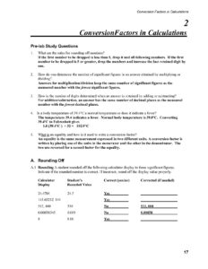 Conversion Factors and Calculations Lab 2