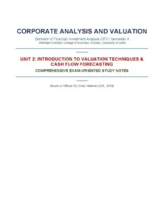 Corporate Analysis and Valuation Unit 2 Study Notes
