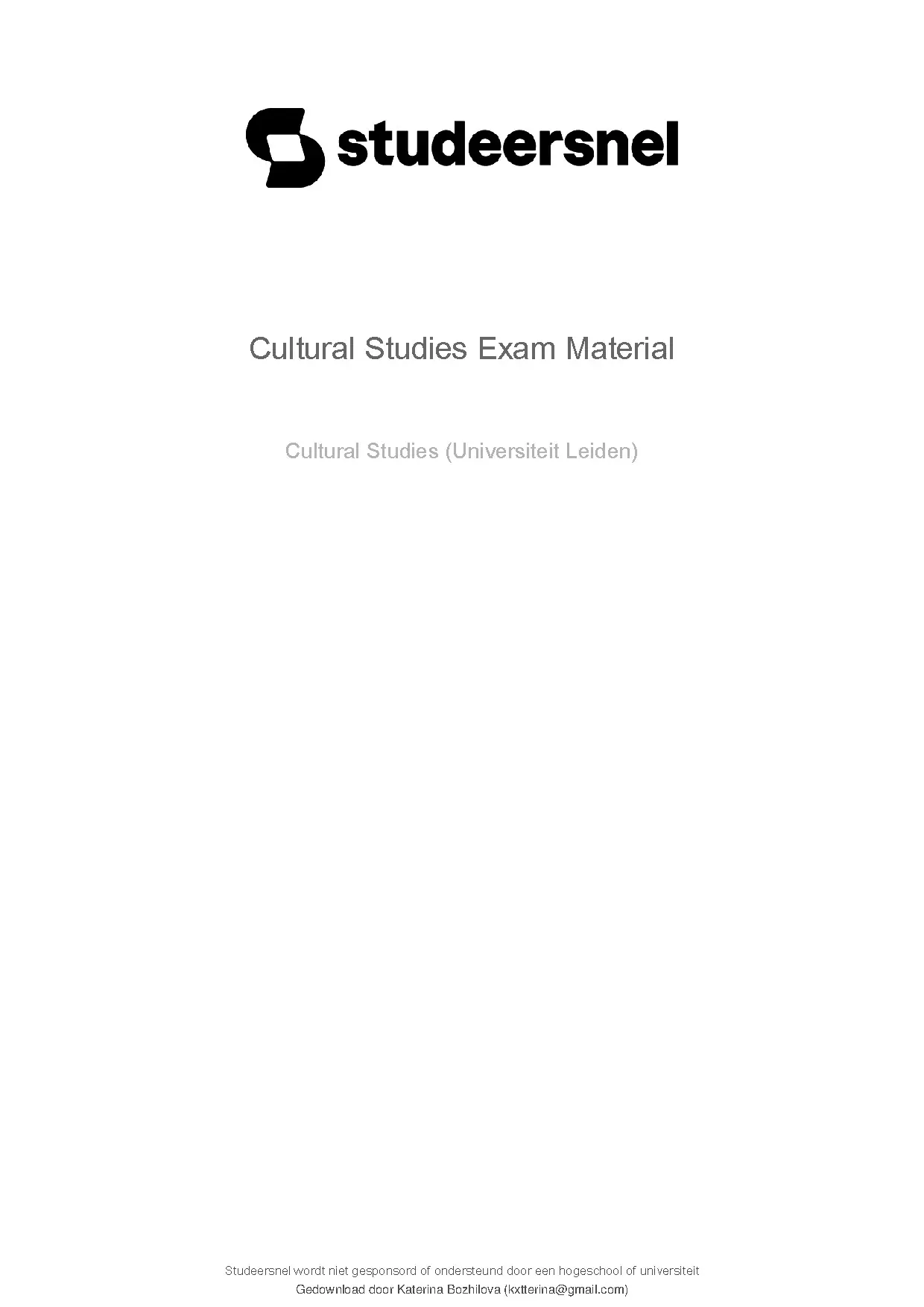 Cultural Studies Exam Material Summary