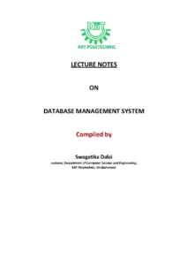 Database Management System Lecture Notes by Swagatika Dalai