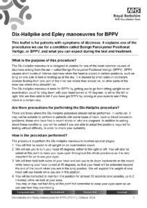 Dix-Hallpike and Epley Manoeuvres for BPPV October 2024