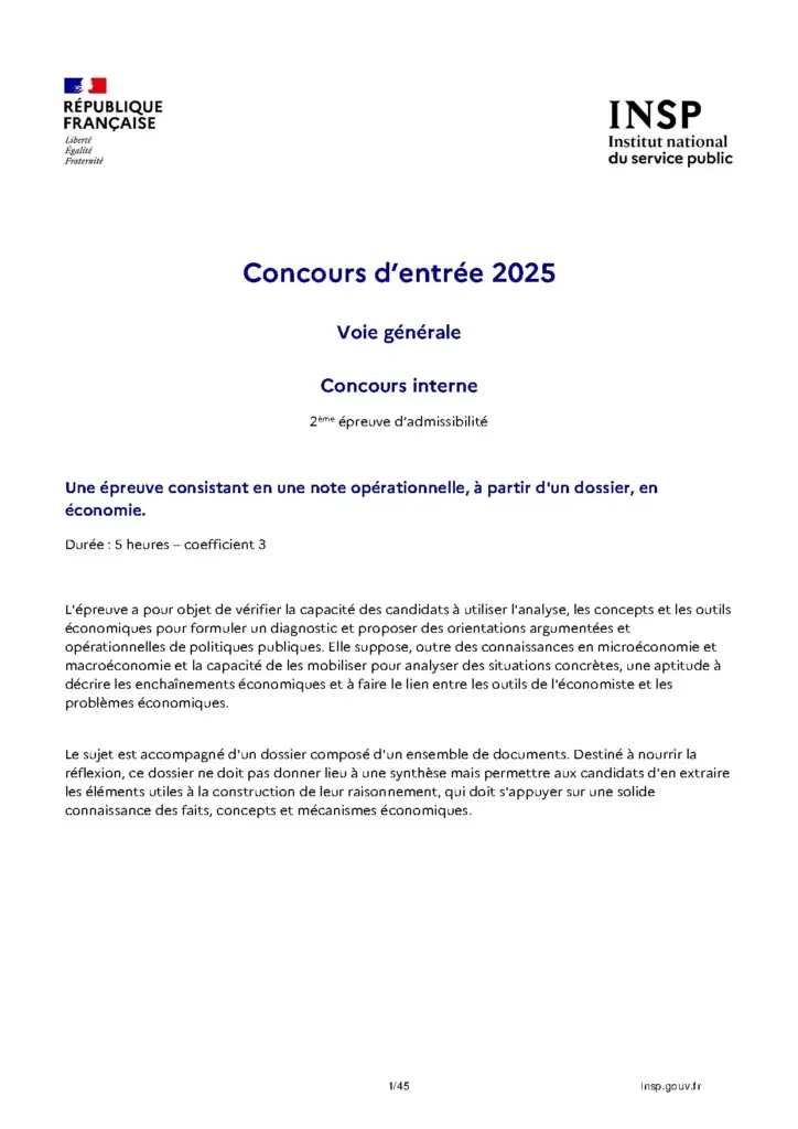ENA 2025 Economics Entrance Exam Questions