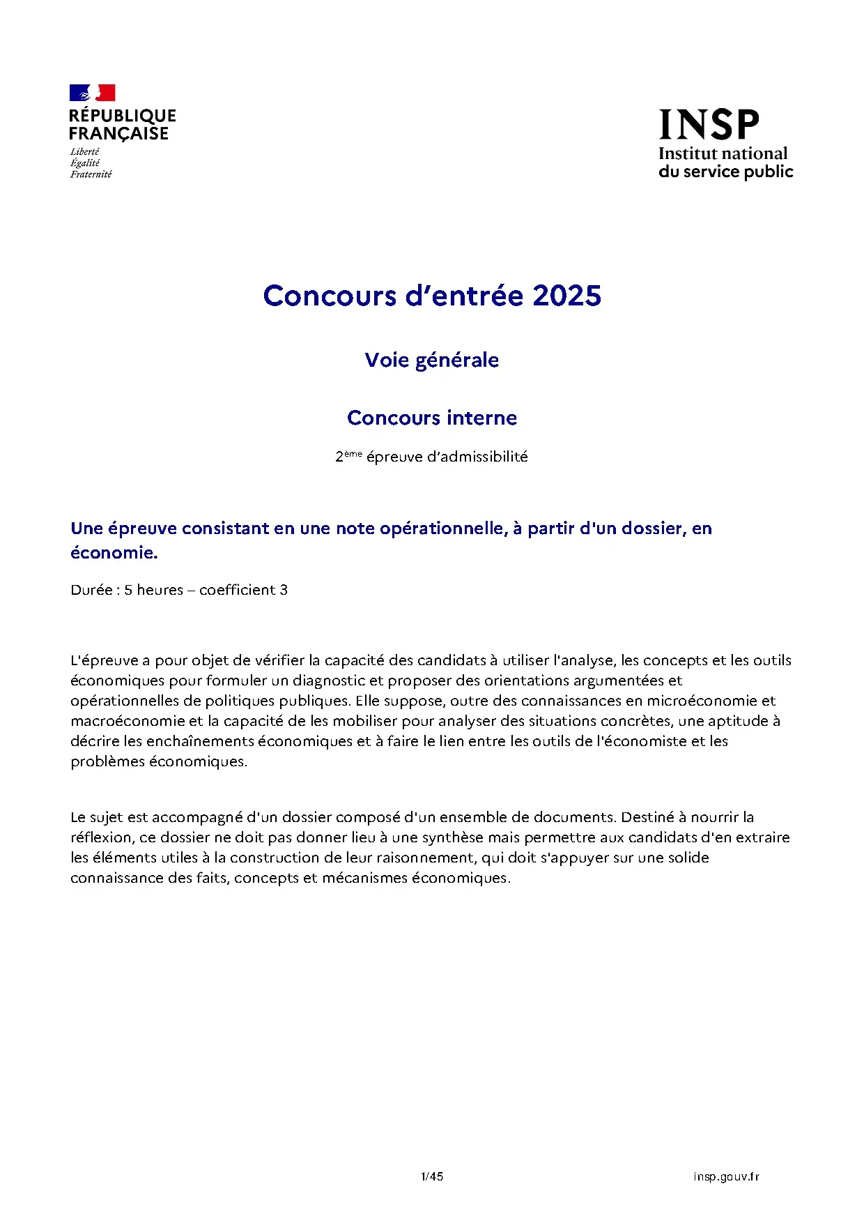 ENA 2025 Economics Entrance Exam Questions