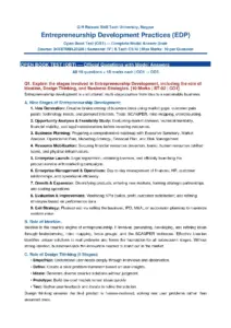 Entrepreneurship Development Practices Model Answers