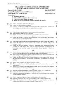 Environmental Sciences Exam Summer 2025 GTU