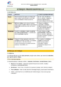 Ethique Professionnelle et Concepts Associés