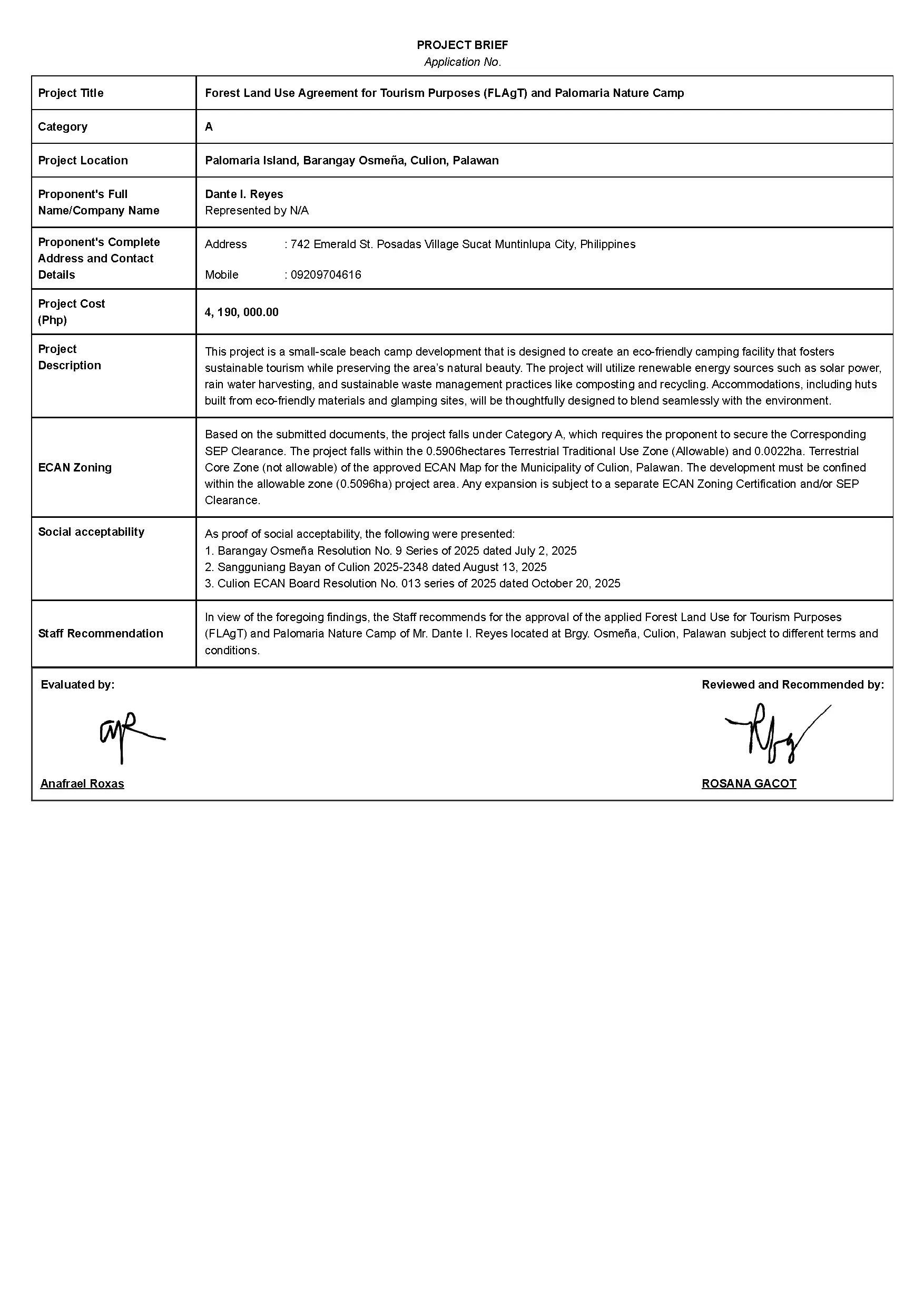 Forest Land Use Agreement for Tourism Purposes