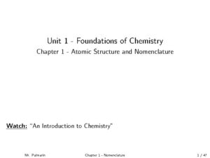 Foundations of Chemistry: Atomic Structure and Nomenclature