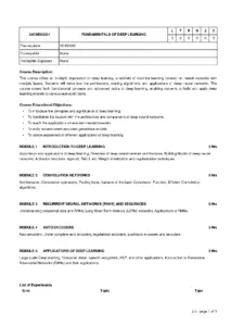 Fundamentals of Deep Learning Course Syllabus