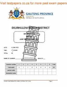 Gauteng Grade 8 Mathematics June Control Test 2022