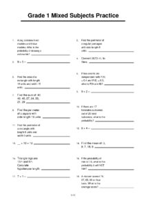 Grade 1 Mixed Subjects Practice 4