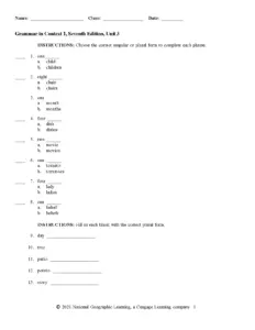 Grammar in Context 1 Unit 3 Exercises